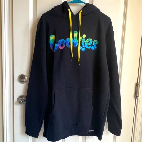 Cookies Other - NWT Cookies Men's Fleece Hoodie Size L Black/Multi Tye Dye